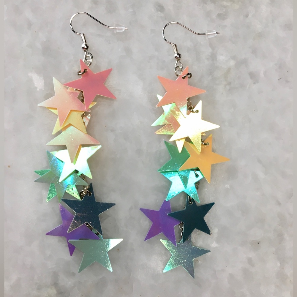Multicolor Star Dangle Earrings - Picture 8 of 15